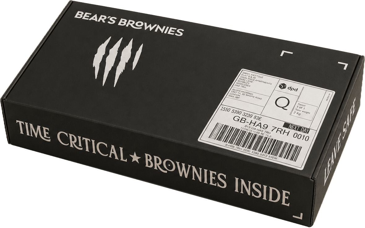A terracotta delivery location pin with a checkmark beside a parcel.